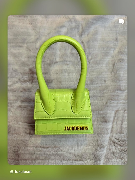 Jacquemus Handbags - Jacquemus Neon Lime Croc-Embossed Mini Top-Handle Bag